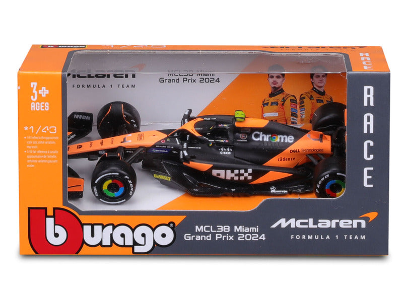 Model samochodu McLaren, Bburago, Lando Norris, malowanie Miami, MCL38 🔥