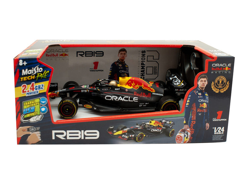 Samochód zdalnie sterowany Red Bull Racing, BBurago, Max Verstappen, nr 1, 1:24, RB19