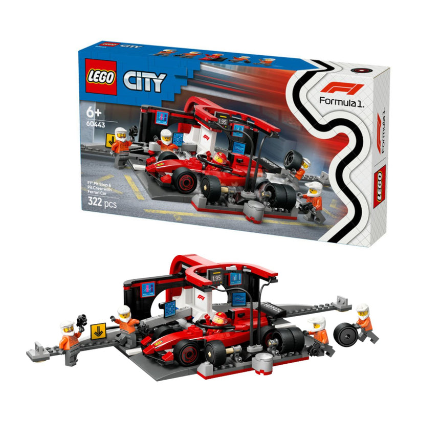 Ferrari, F1 LEGO® City 60443, pit stop z samochodem wyścigowym i załogą 🔥