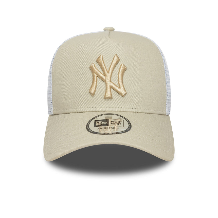 Czapka New York Yankees, New Era, trucker, niezbędna, beżowa
