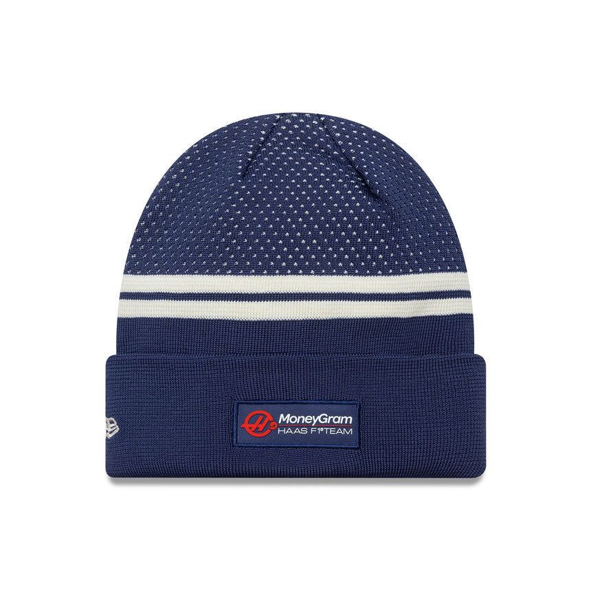 Czapka Haas beanie, ribowana, z ściągaczem, engineered, New Era, niebieska