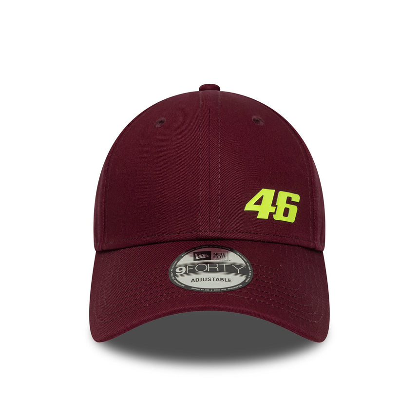 Valentio Rossi #46 czapka z daszkiem, VR46, sezonowa, New Era, 9FORTY, burgundowy