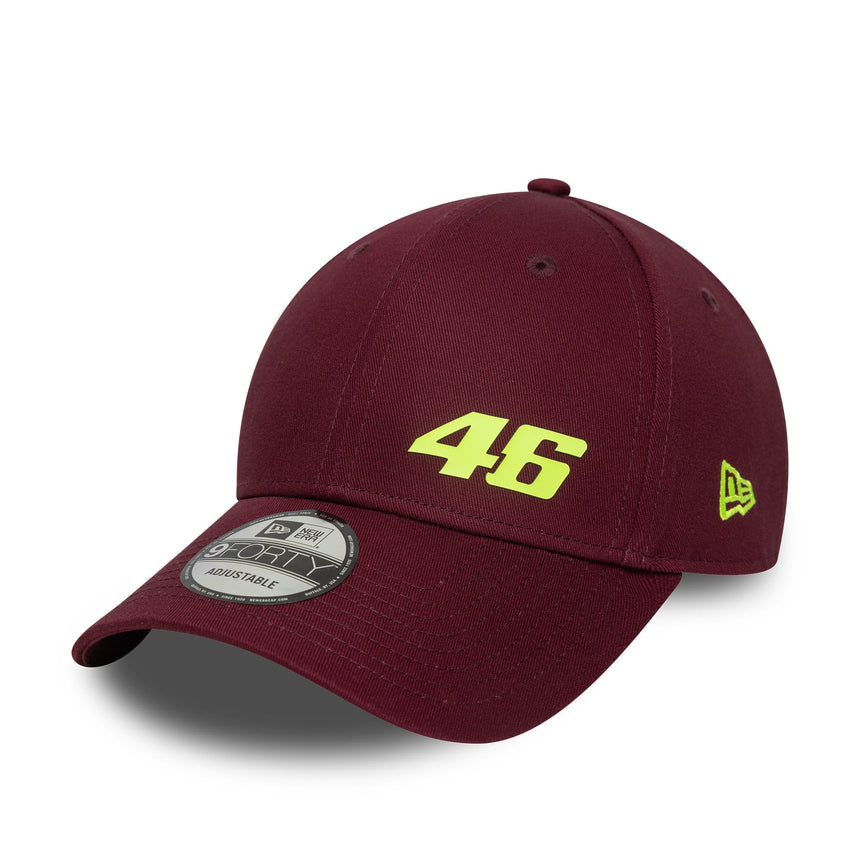Czapka z daszkiem Valentio Rossi #46, VR46, sezonowa, New Era, 9FORTY, burgundowa