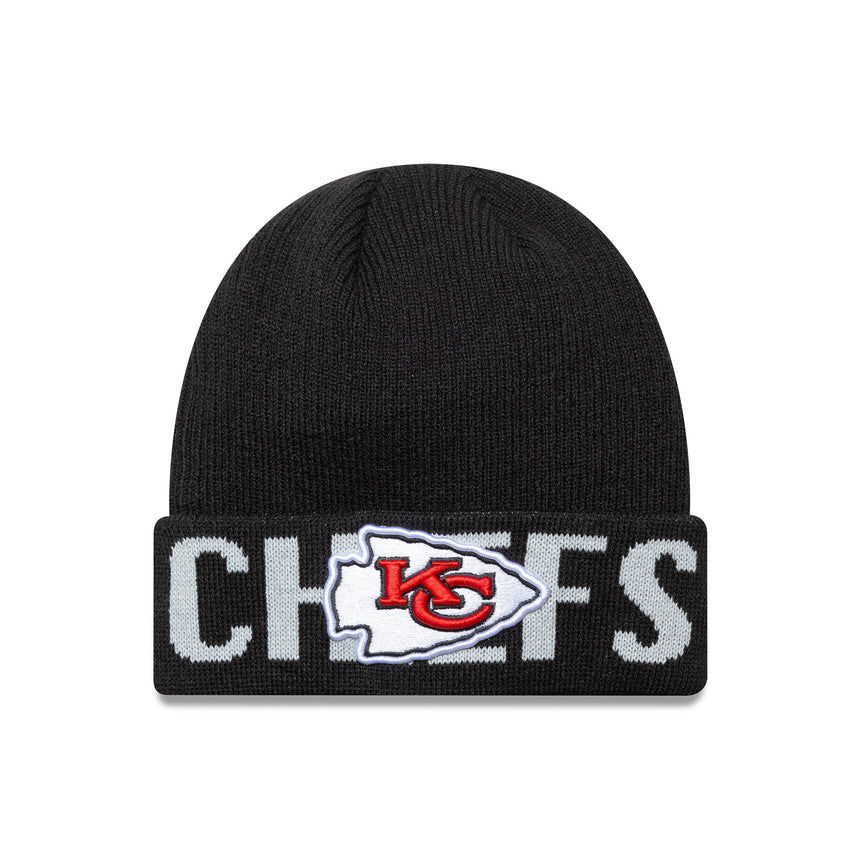 Czapka beanie Kansas City Chiefs, z logotypem słownym, New Era, czarna