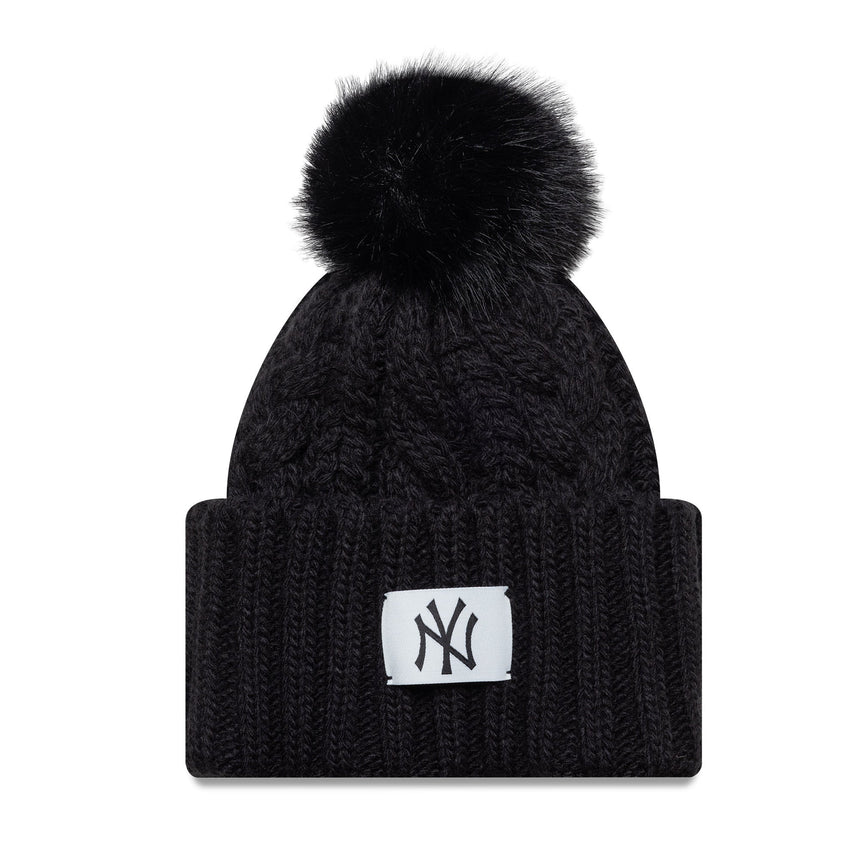 Czapka beanie New York Yankees dla kobiet, z szerokim ściągaczem, New Era, czarna