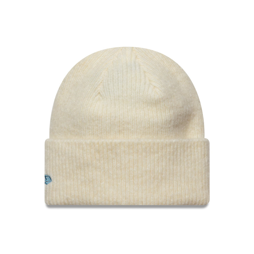 Czapka beanie New York Yankees, damska, z szerokim ściągaczem, New Era, beżowa