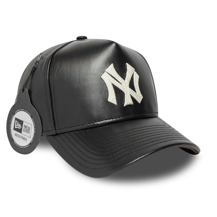Czapka New York Yankees, skóra, New Era, 9FORTY, czarna