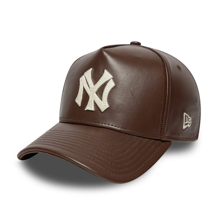 Czapka New York Yankees, skórzana, New Era, A-frame, brązowa