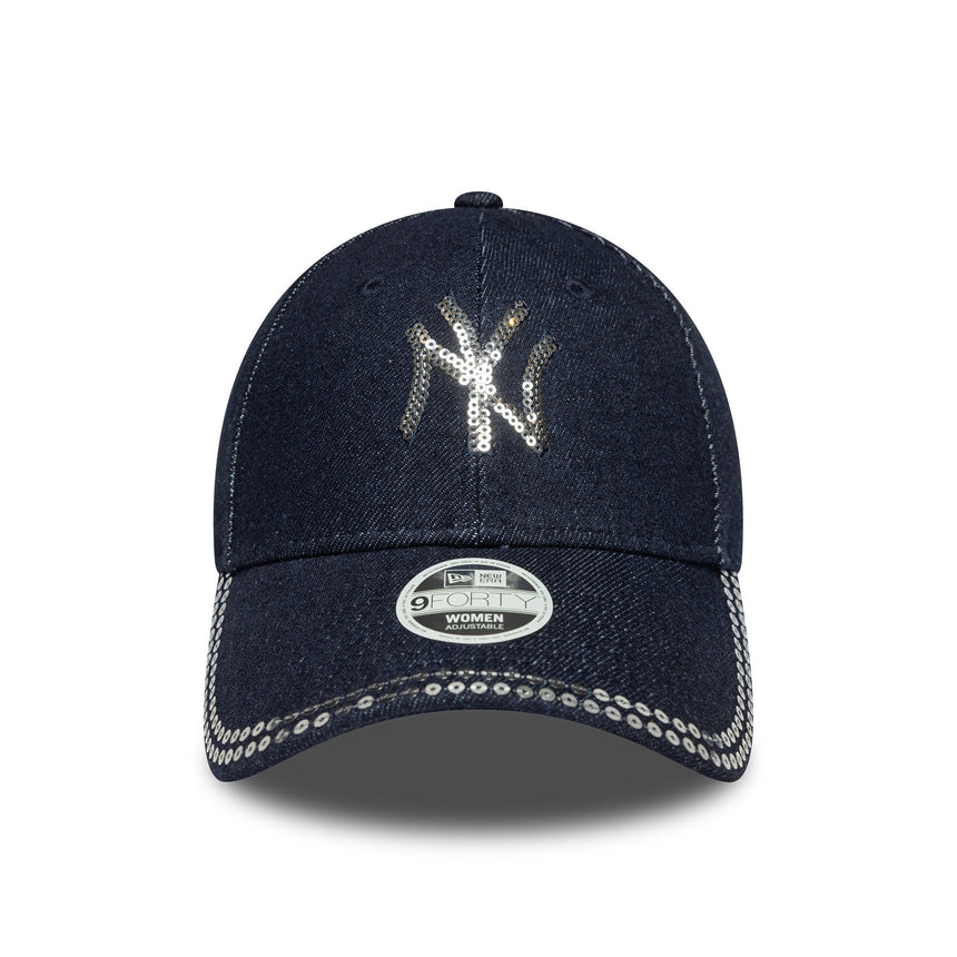 Czapka z daszkiem New York Yankees, z cekinami, New Era, 9FORTY, w niebieskim wzorze, niebieska