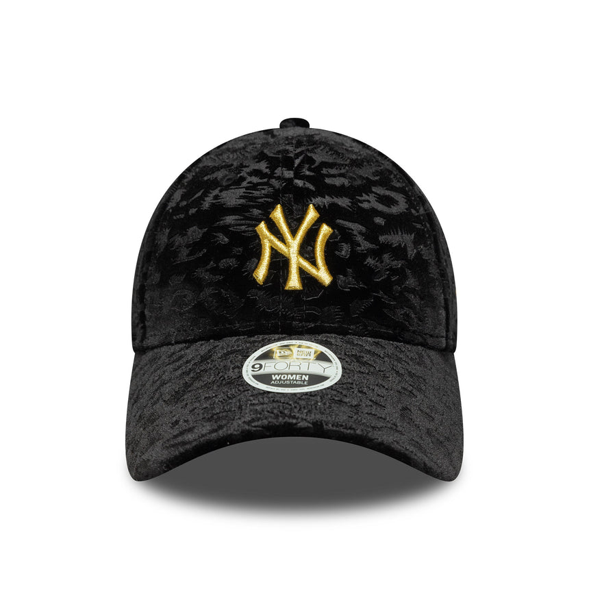 Czapka New York Yankees, leo velour, 9FORTY, damska, czarna