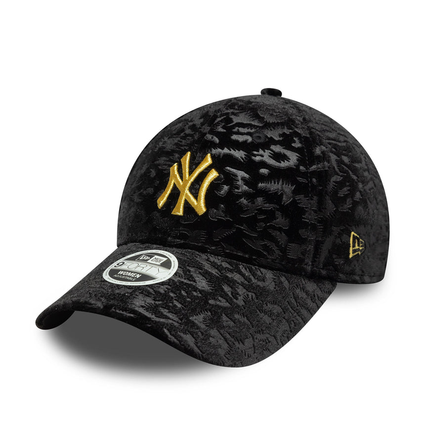 Czapka New York Yankees, welur leopardowy, 9FORTY, dla kobiet, czarna