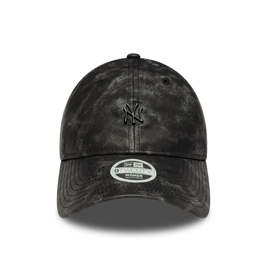 Czapka z daszkiem New York Yankees, PU, 9TWENTY, gładka, czarna