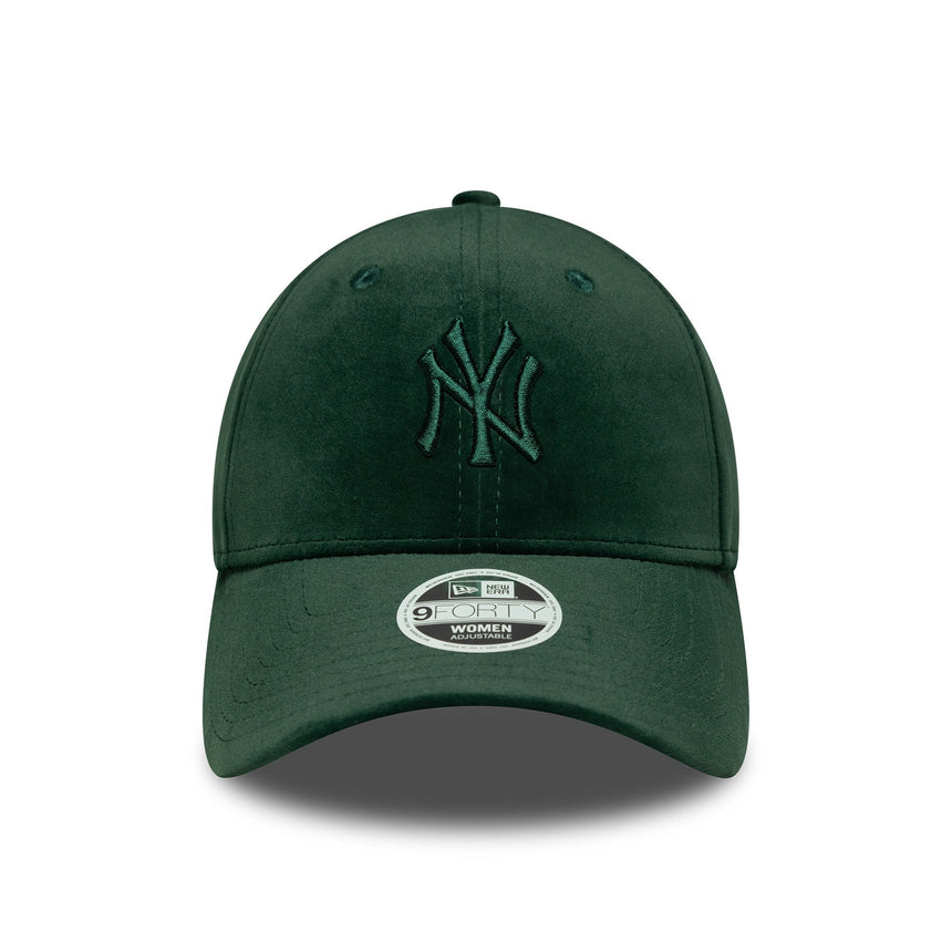 Czapka New York Yankees, dla kobiet, welur, 9FORTY, New Era, zielona