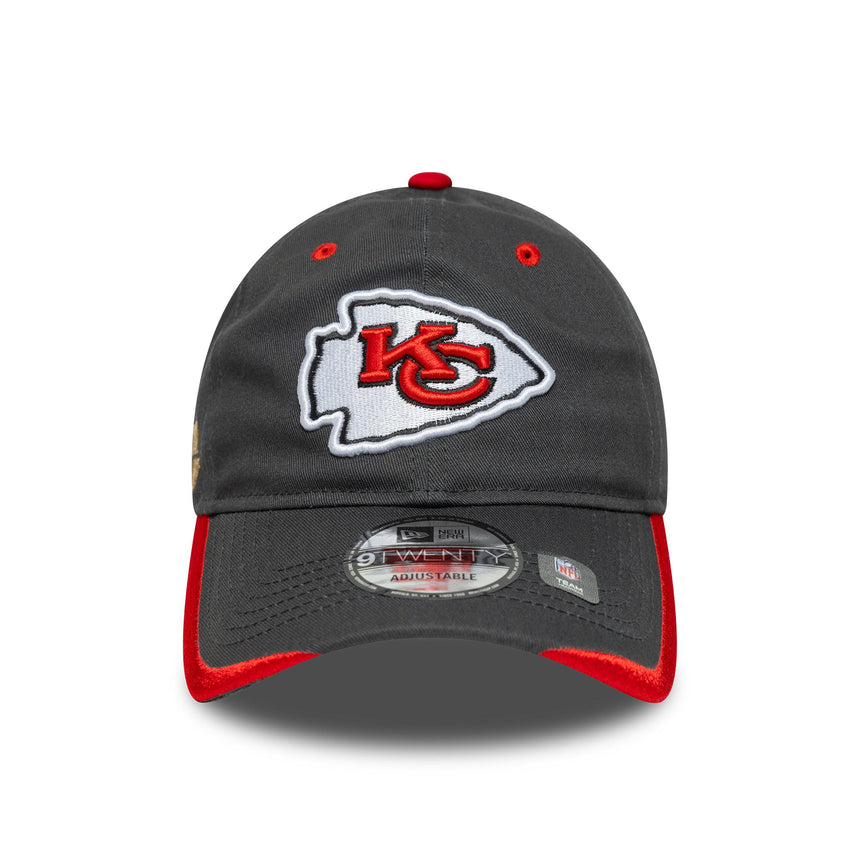 Czapka Kansas City Chiefs, New Era, 9TWENTY, z pinem zespołu, gładka, szara