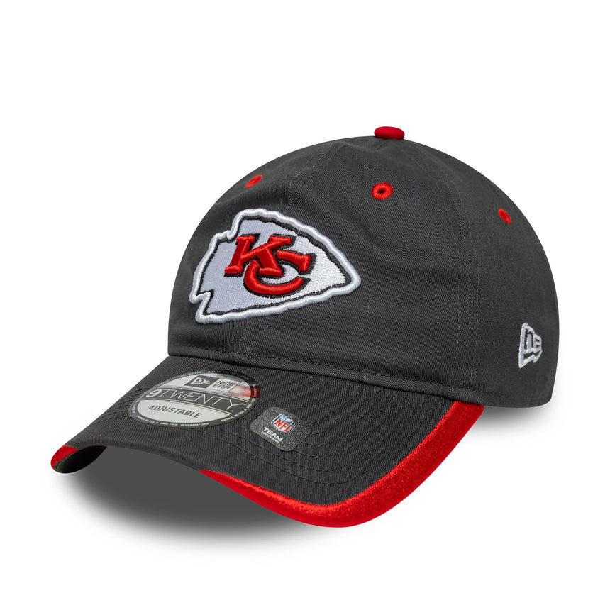 Czapka Kansas City Chiefs, New Era, 9TWENTY, z pinem zespołu, gładka, szara