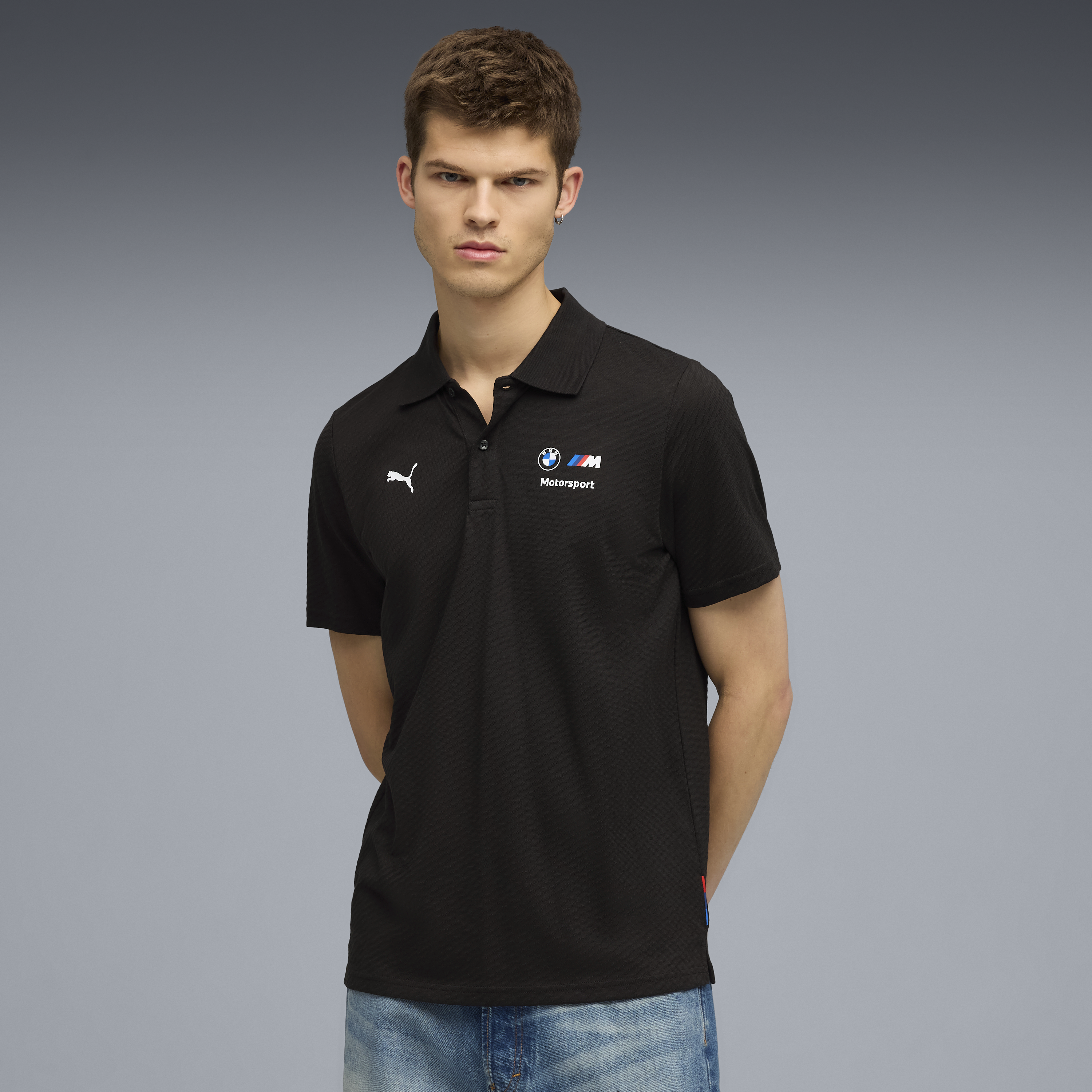 BMW polo z żakardu, Puma, MMS, czarne 🔥