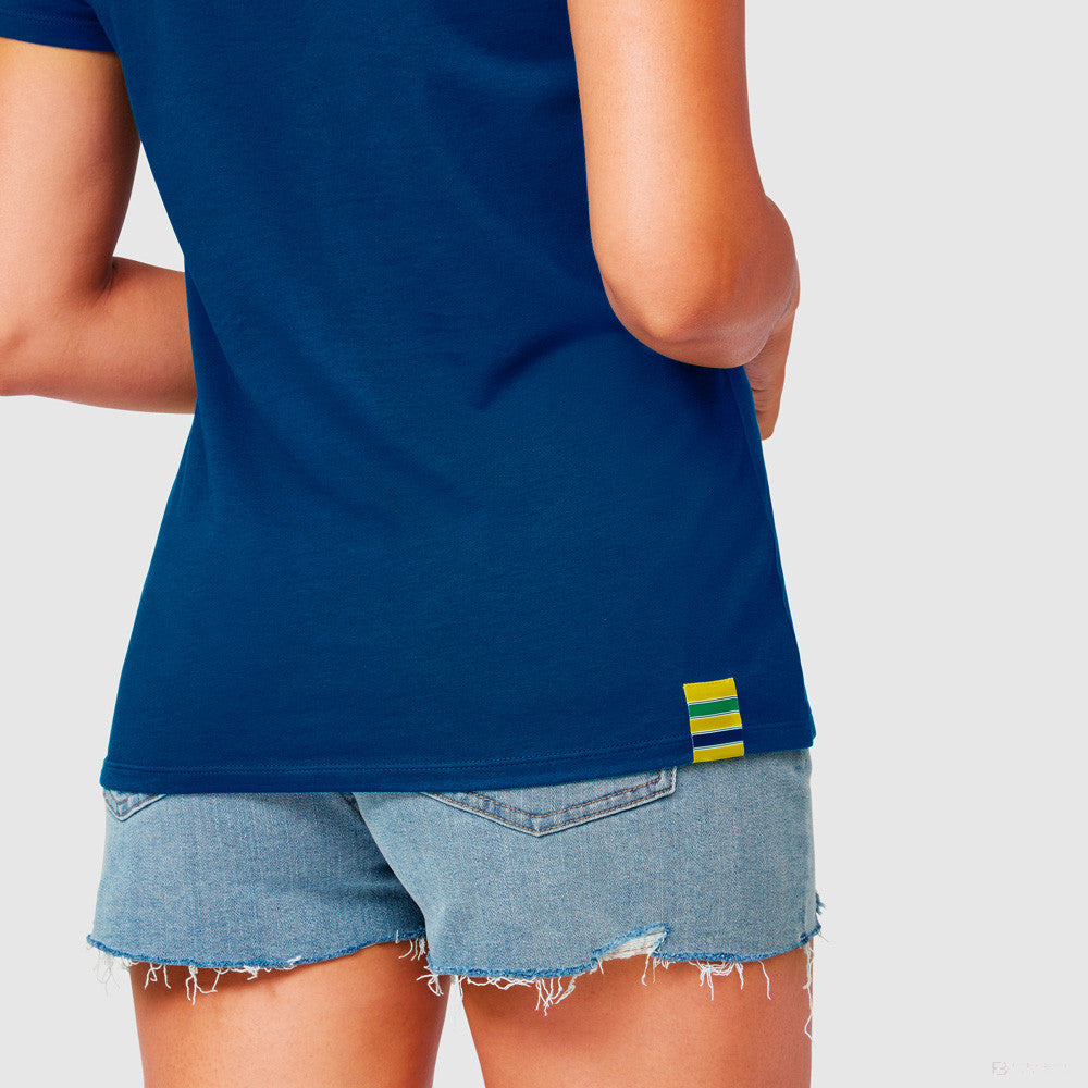 Dámské tričko Ayrton Senna, logo, modré, 2021 - FansBRANDS®