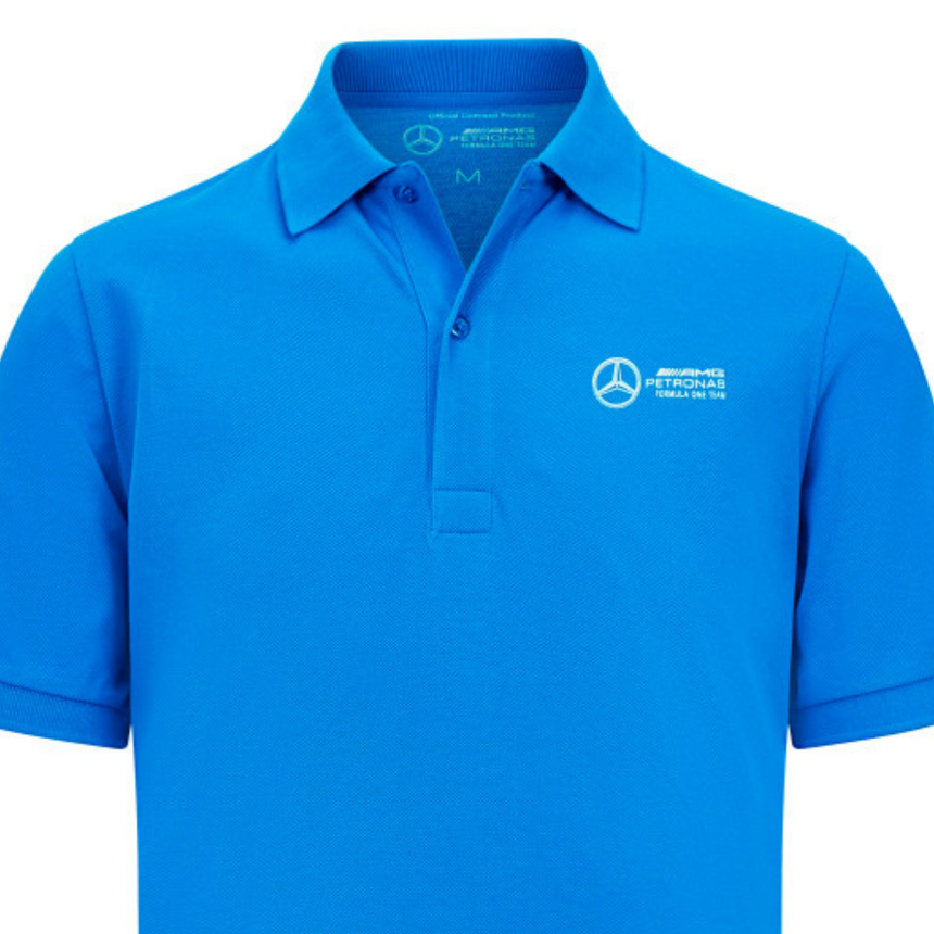 Mercedes George Russell Herren Poloshirt, Blau