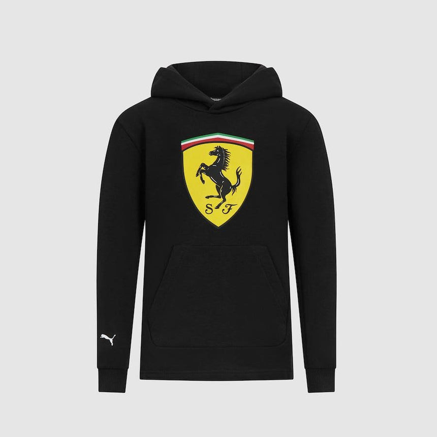 Ferrari Big Shield Kapuzenpullover für Kinder in Schwarz
