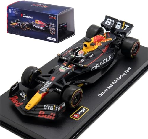 Model samochodu Red Bull Racing RB19, bburago, 1:43, Max Verstappen #1, Pudełko akrylowe, 2023