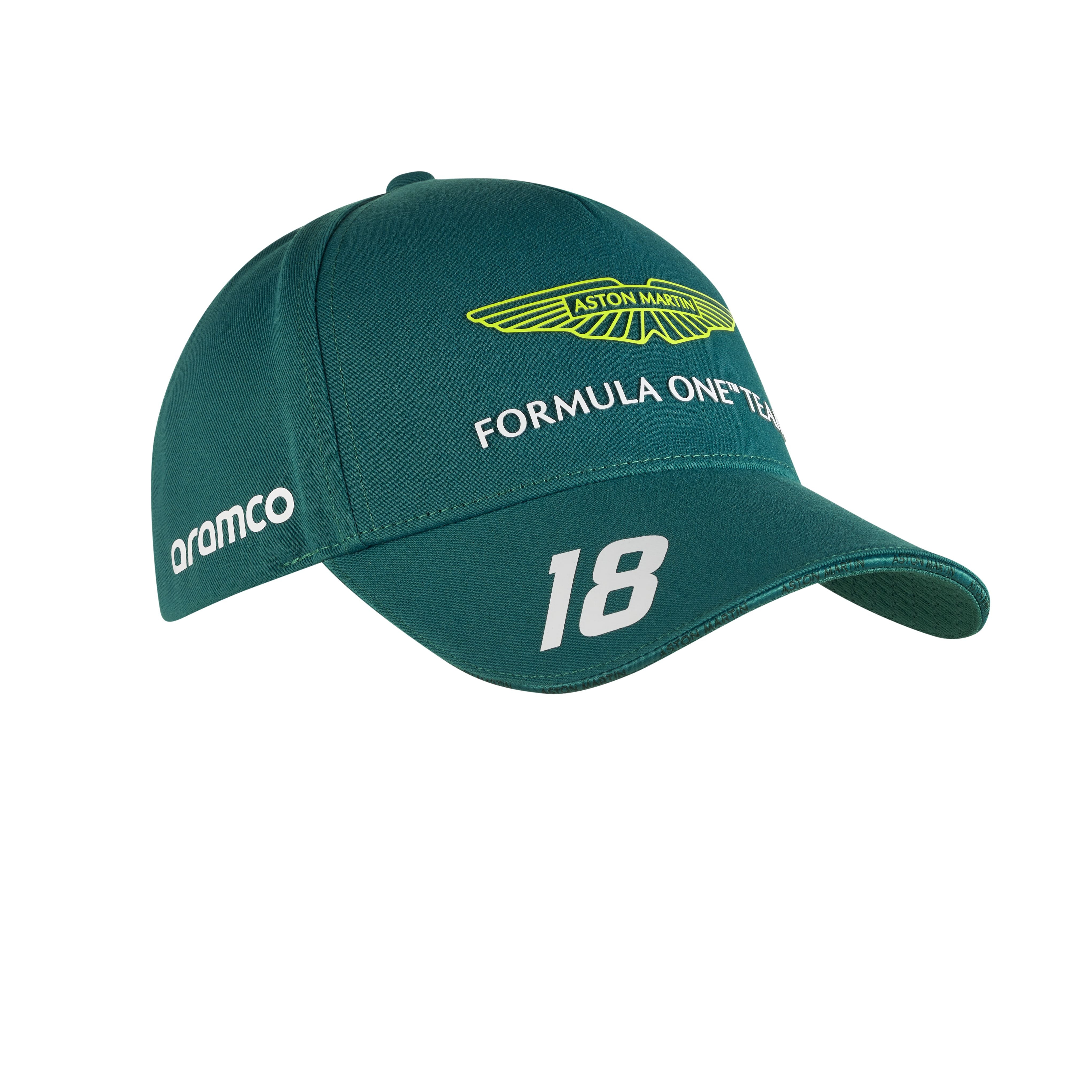 Offizielle Lance Stroll Aston Martin Aramco Cognizant F1-Kappe – Grün, Kinder, 2023