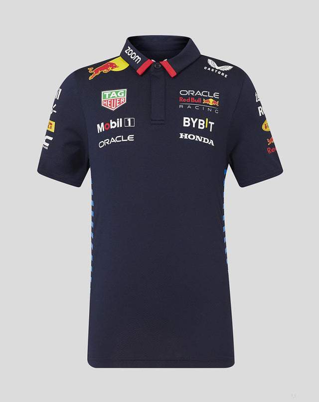 Red Bull tričko s límečkem, Castore, týmové, dětské, modrá, 2024 - FansBRANDS®