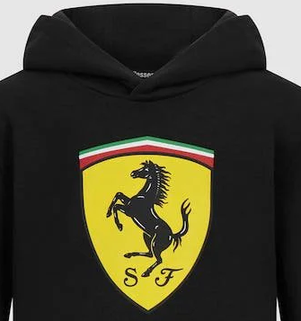 Ferrari Big Shield Kapuzenpullover für Kinder in Schwarz