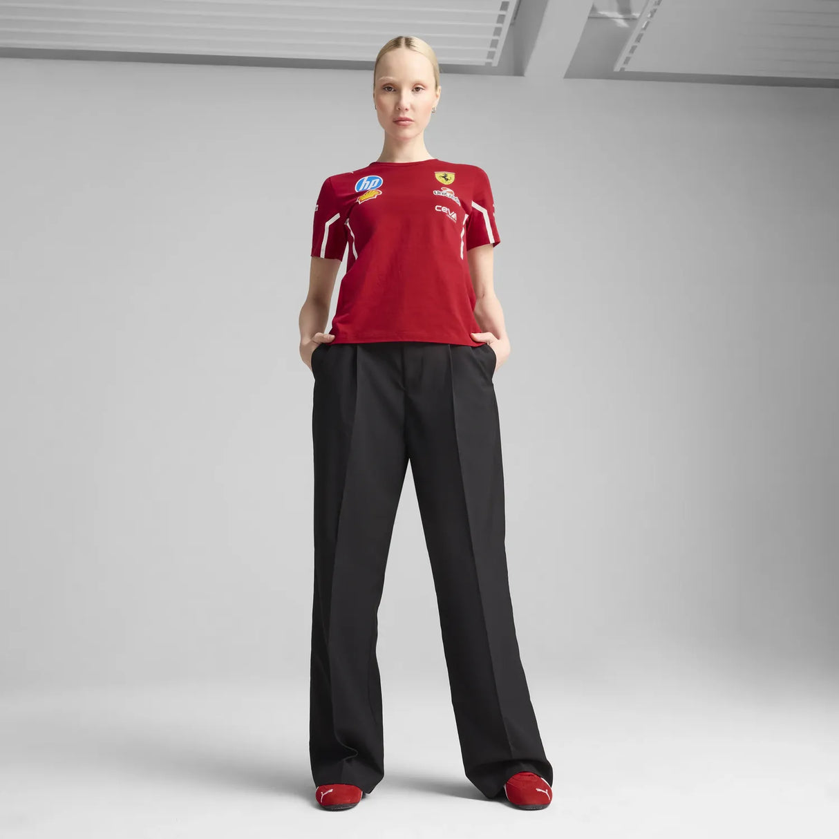 Scuderia Ferrari Team-T-Shirt mit Rundhalsausschnitt – Damen 🔥