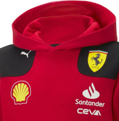 Bluza z kapturem Ferrari, Puma, drużyna, dziecięca, czerwona, 2023