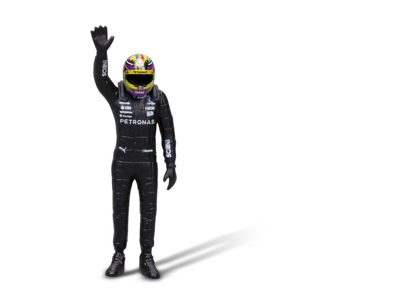 Model samochodu Mercedes-Benz, BBURAGO, Lewis Hamilton, nr 44, 1:24, W14 E, z kierowcą