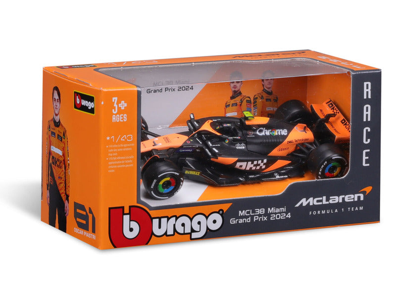 Model samochodu McLaren, Bburago, Lando Norris, malowanie Miami, MCL38 🔥