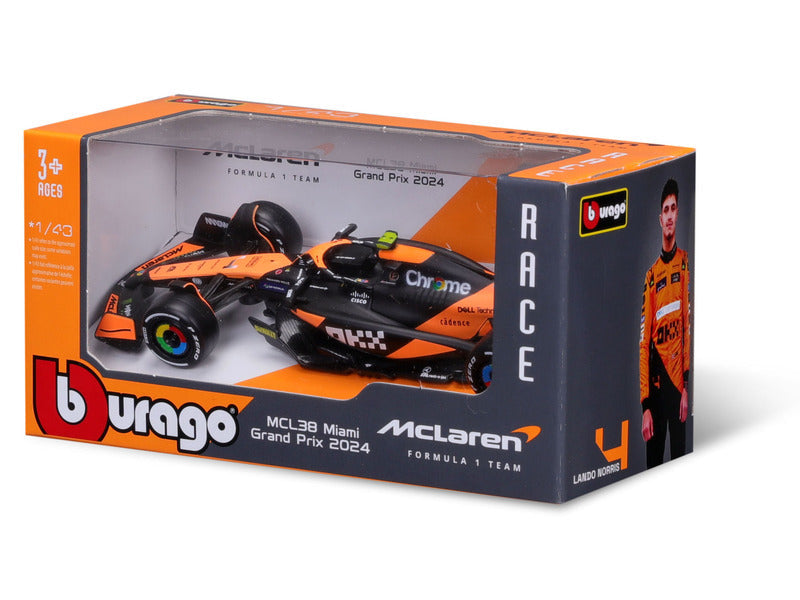 Model samochodu McLaren, Bburago, Lando Norris, malowanie Miami, MCL38 🔥
