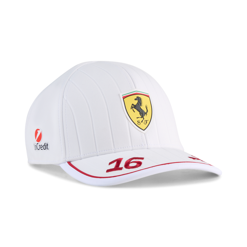 Ferrari, Charles Leclerc, czapka z daszkiem, biała