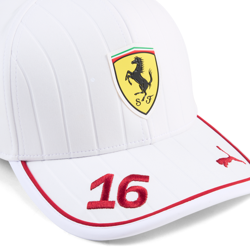 Ferrari, Charles Leclerc, czapka z daszkiem, biała