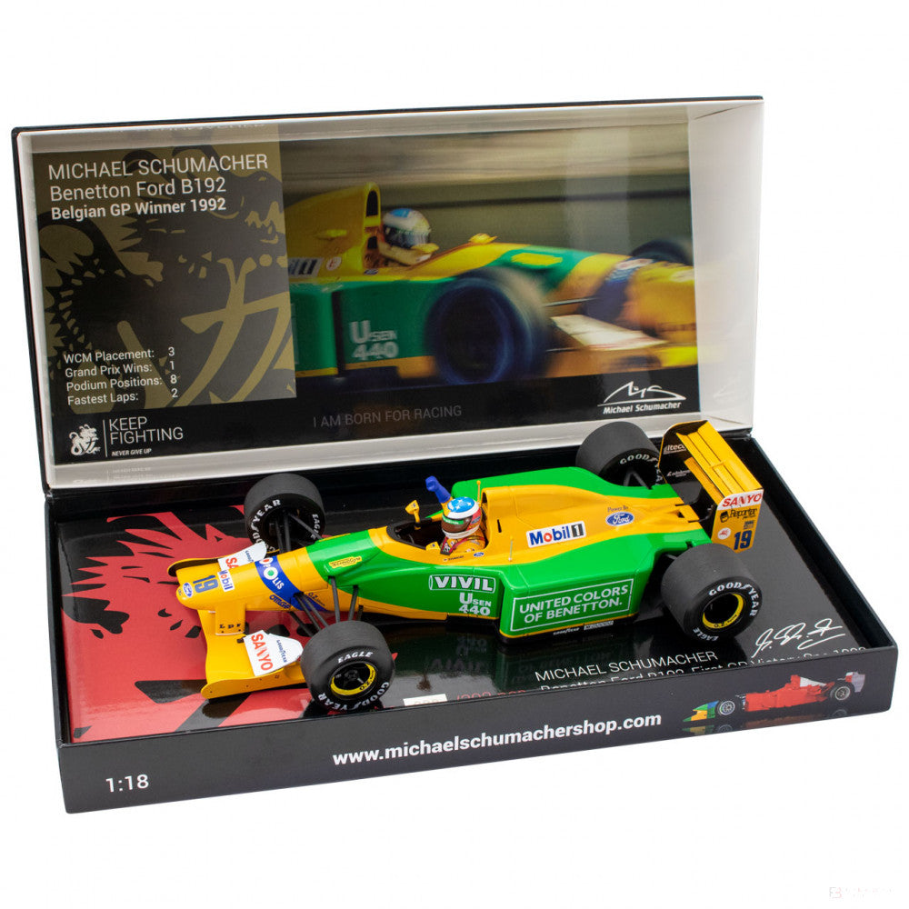 Michael Schumacher Model auta, Benetton Ford B192 Belgie GP, měřítko 1:18, žlutá, 2020 - FansBRANDS®