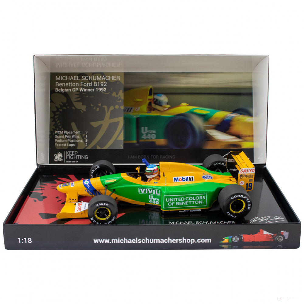 Michael Schumacher Model auta, Benetton Ford B192 Belgie GP, měřítko 1:18, žlutá, 2020 - FansBRANDS®