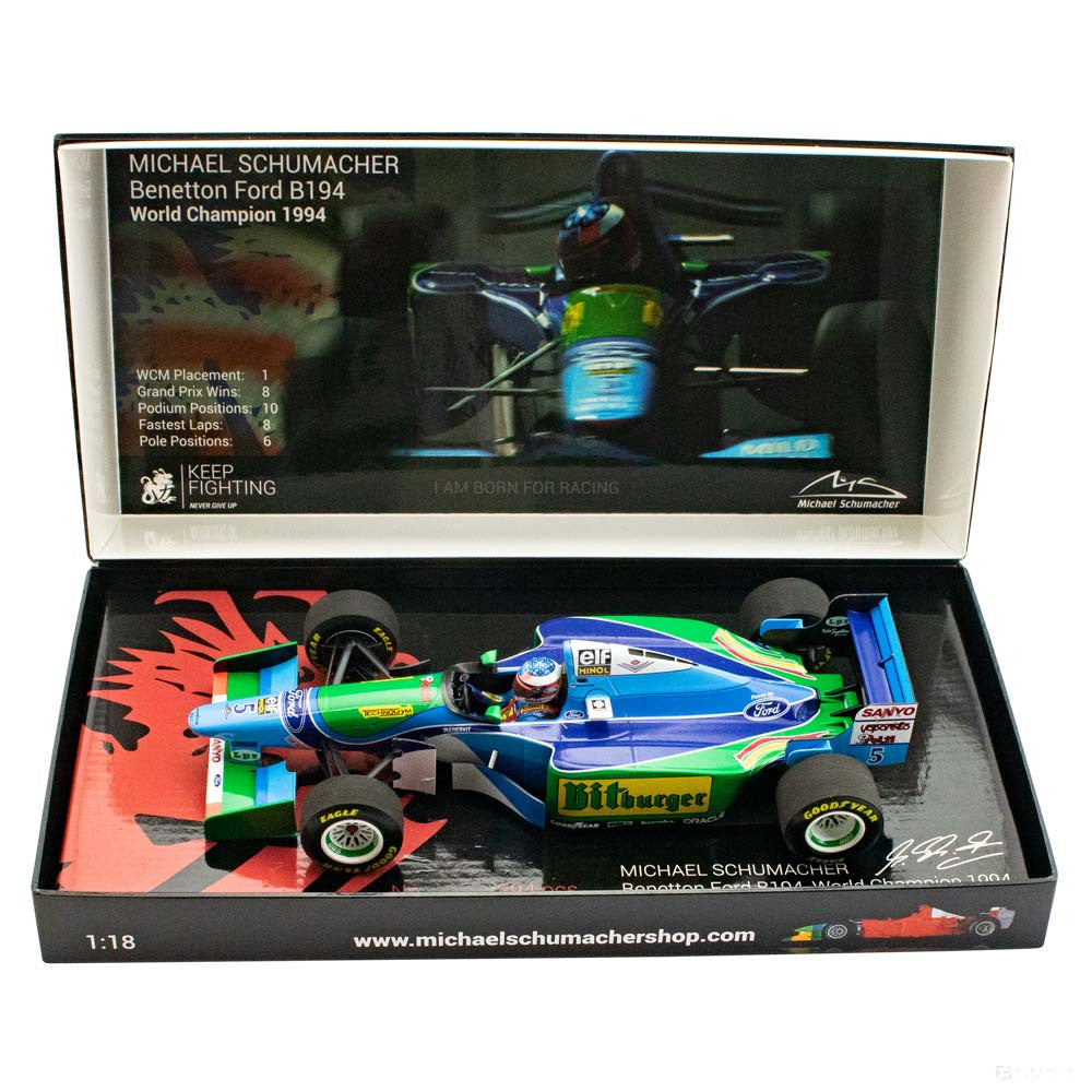 Michael Schumacher Model Car, mistr světa Benetton Ford B194 1994, měřítko 1:18, modrá, 1994 - FansBRANDS®