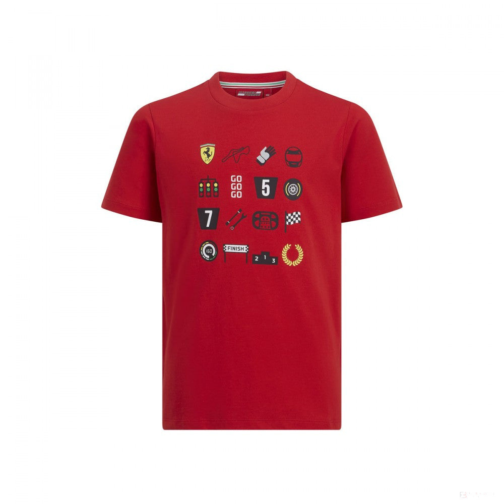 Ferrari dětské tričko, grafika, červená, 2019