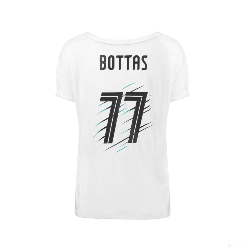 Dámské tričko Mercedes, Bottas Valtteri 77, bílé, 2018