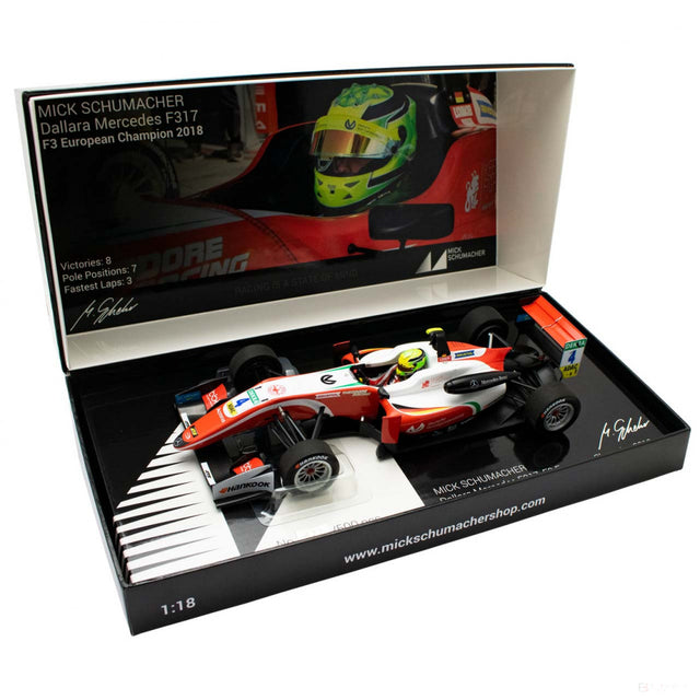 Mick Schumacher Model Car, Dallara Mercedes F317 Prema Racing Formula 3, měřítko 1:18, bílá, 2018 - FansBRANDS®