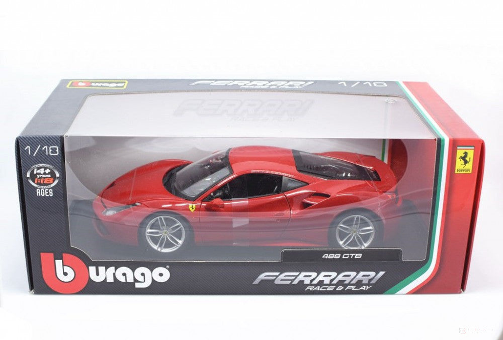 Ferrari Model auta, 488 GTB, měřítko 1:18, červená, 2018 - FansBRANDS®