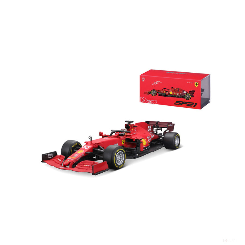 Ferrari Model car, SF21 Carlos Sainz Signature, měřítko 1:43, červená, 2021 - FansBRANDS®