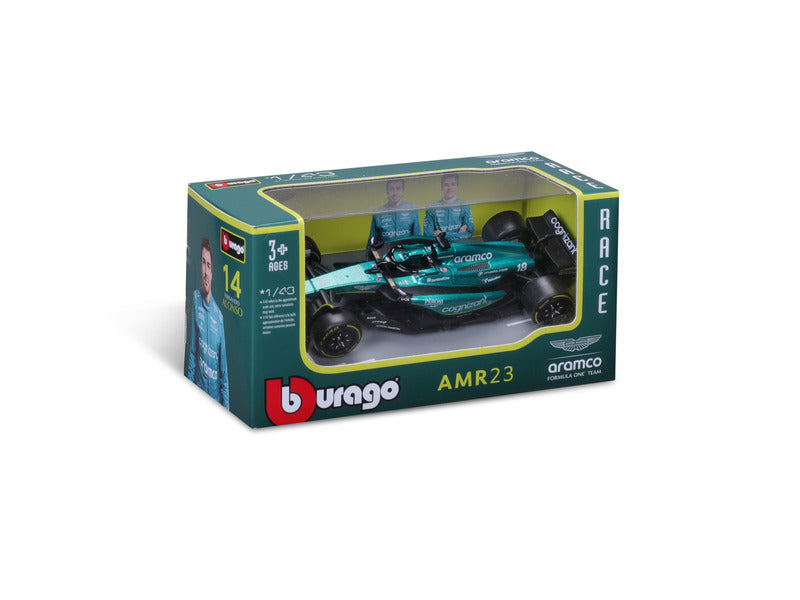 Model samochodu Aston Martin AMR23, BBurago, 1:43, Fernando Alonso #14, 2023