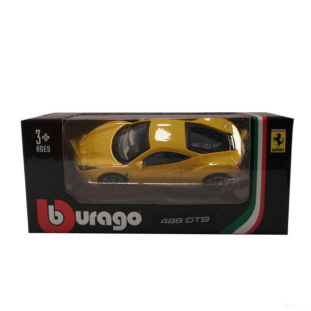 Model auta Ferrari, 488 GTB, měřítko 1:64, žlutý, 2020 - FansBRANDS®