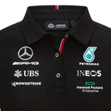 Damska koszulka polo Mercedes, Zespół, czarna, 2021