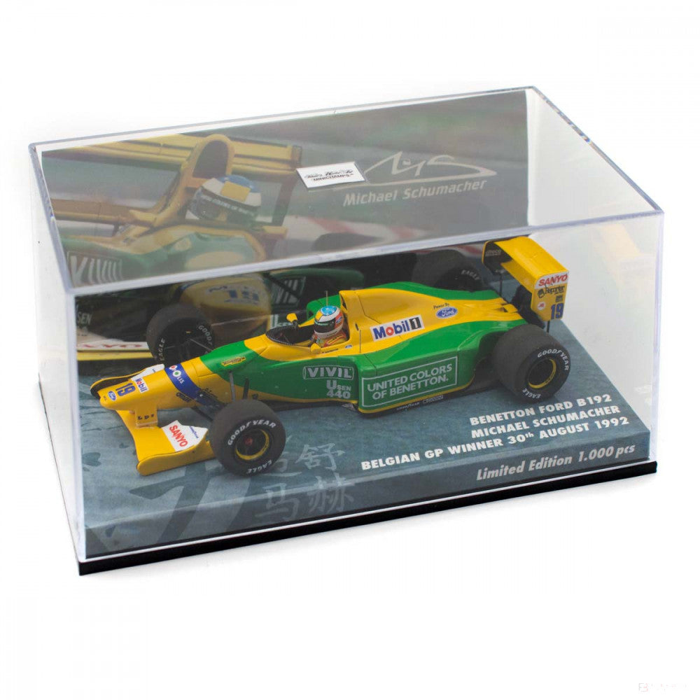 Michael Schumacher Model auta, Benetton Ford B192 Belgie GP, měřítko 1:43, žlutá, 2020 - FansBRANDS®