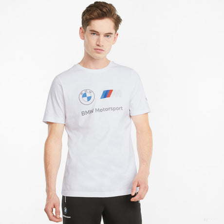 BMW tričko, Puma Logo BMW MMS ESS, bílé, 2021 - FansBRANDS®