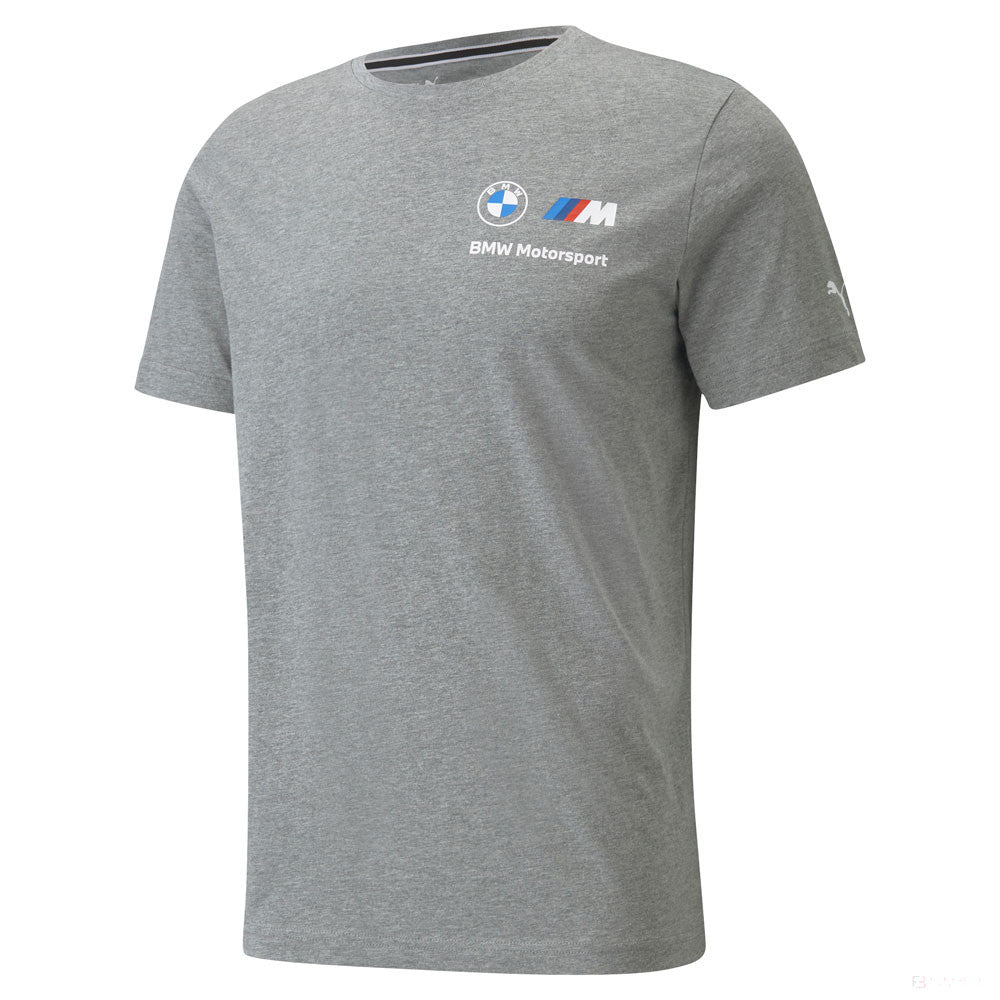 BMW tričko, Puma BMW MMS ESS malé logo, šedé, 2021