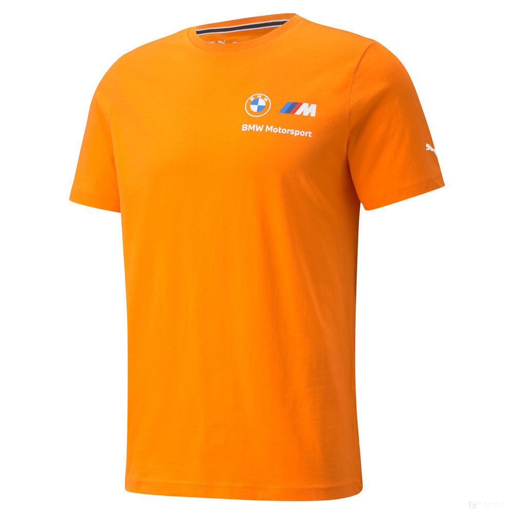 BMW tričko, Puma BMW MMS ESS malé logo, oranžové, 2021