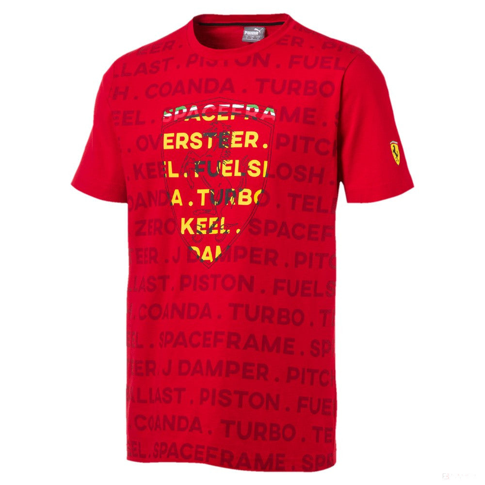 Ferrari tričko, Puma Big Shield s kulatým výstřihem, červené, 2019